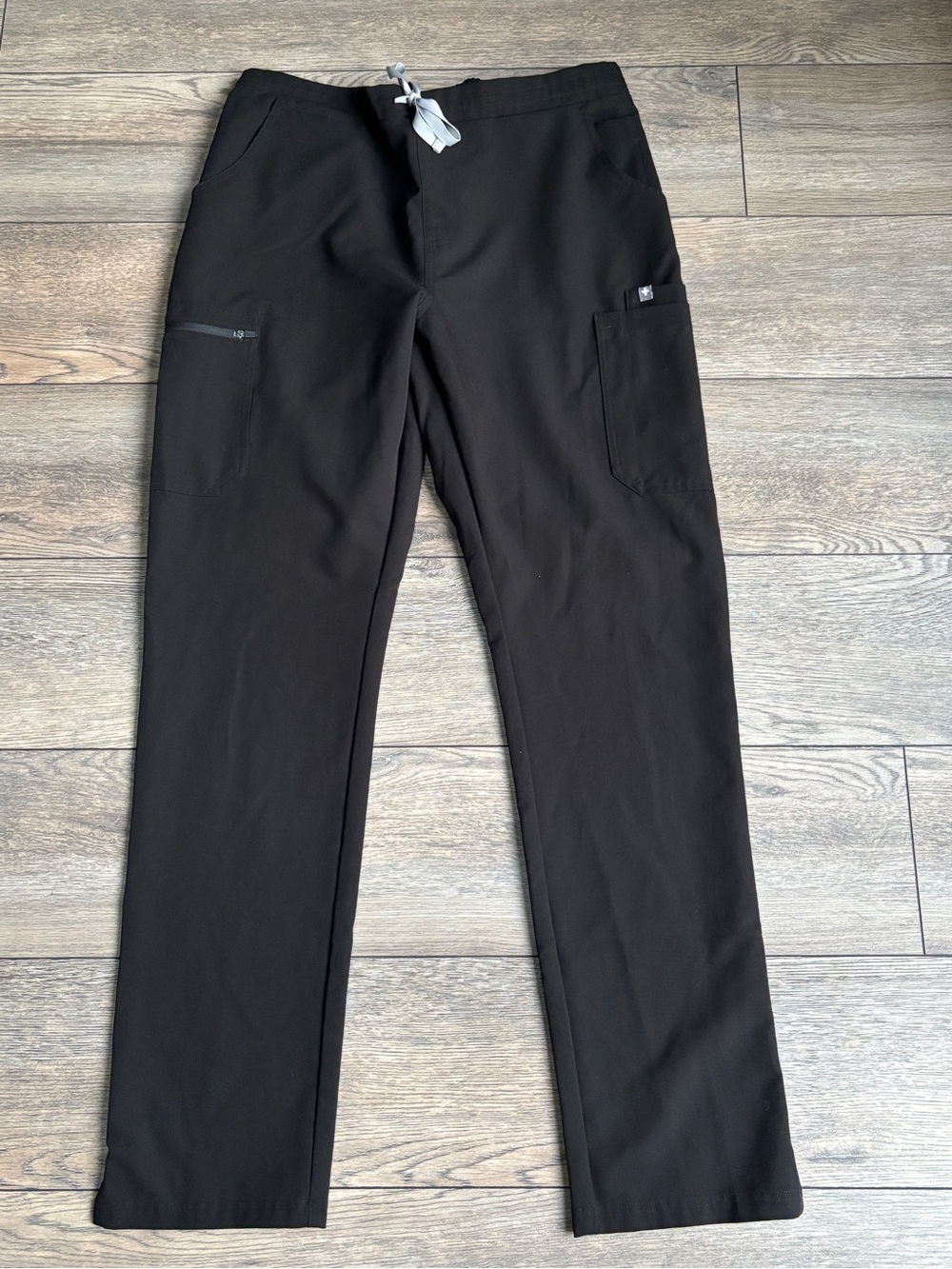 FIGS Yola Skinny Scrub Pants Mid Rise Black Sz Large TALL